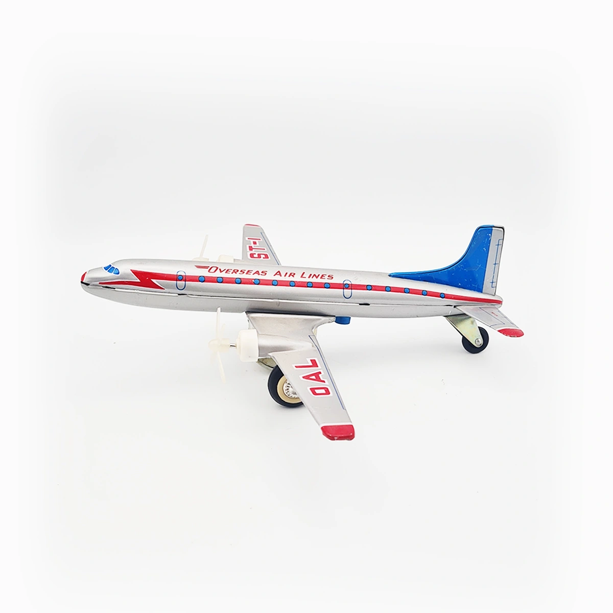 Red China MF-104 MF104 Passenger Plane Friction Tin Toy In Original Box 1