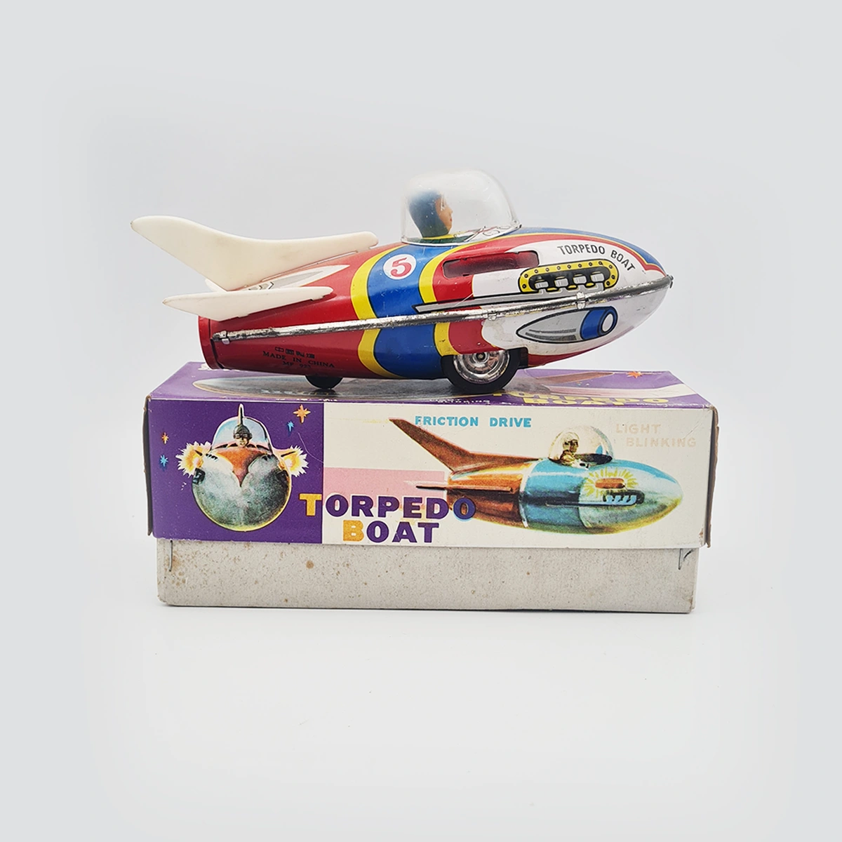 Torpedo Boat Friction Drive Tin Toy 3