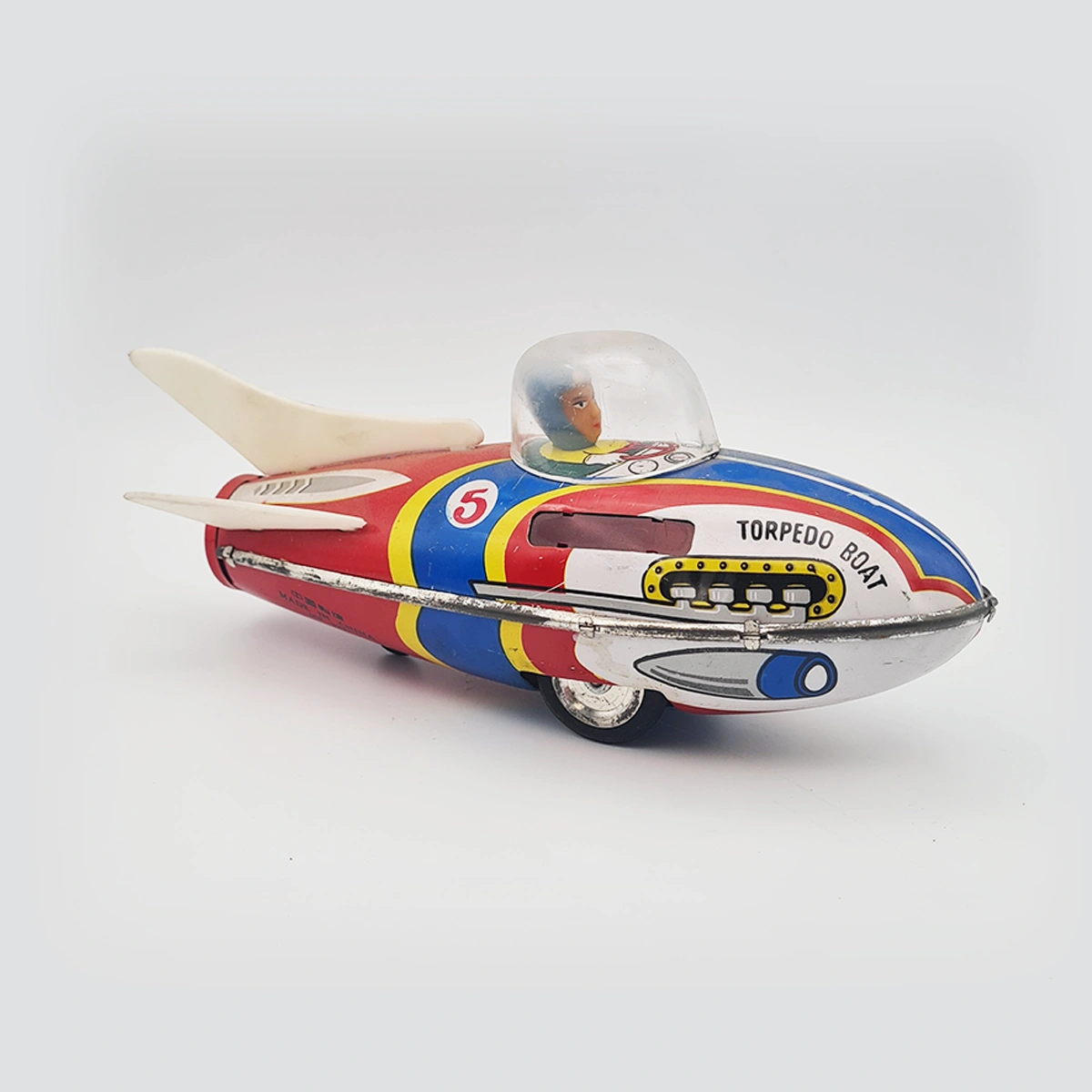 Torpedo Boat Friction Drive Tin Toy 6