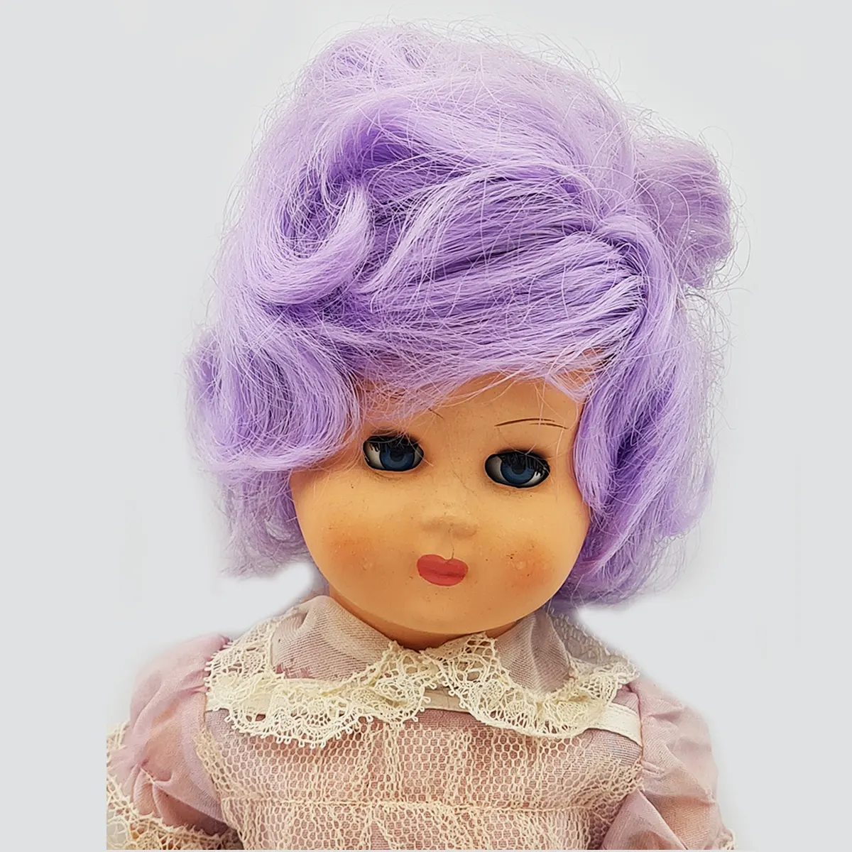 Vintage Porcelaine Purple Hair Doll 1