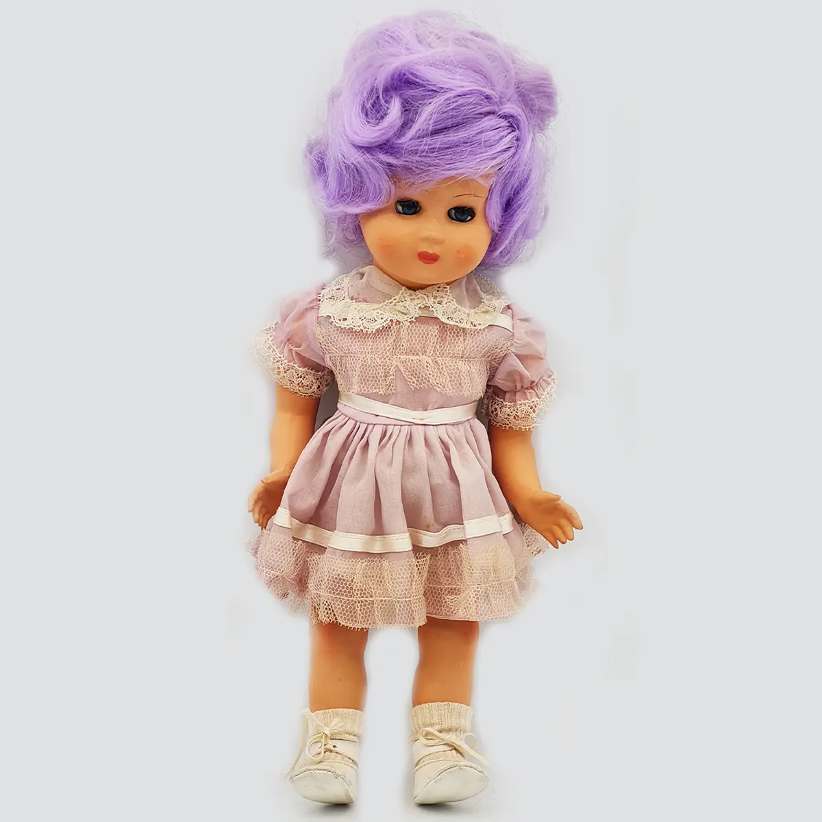 Vintage Porcelaine Purple Hair Doll