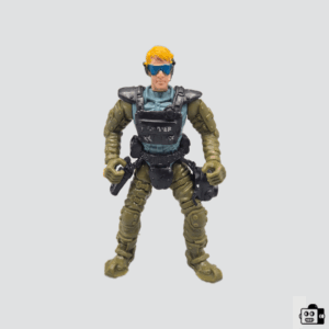 Vintage Military Special Ops Action Figure – Green Tactical Armor, Sunglasses & Headset Collectible Toy