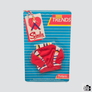 Vintage Pedigree “Trends” Sindy Doll Red Striped Track Jacket Outfit – 1980s Collectible Doll Fashion (New on Card)