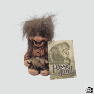 Vintage Fosse Troll Resin Figurine with Real Fur Hair – Scandinavian Collectible Figure