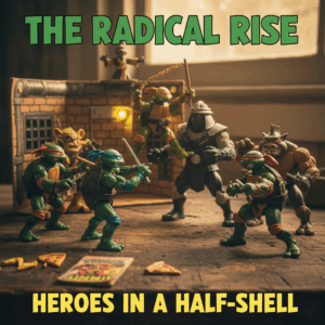 Make an article about the story of Teenage Mutant Ninja Turtles - vintage collectible toy photography