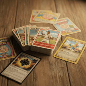 Write an article about the history of trading cards. be analytical and factual, - vintage collectible toy photography