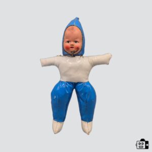Vintage Blue & White Rubber Face Doll